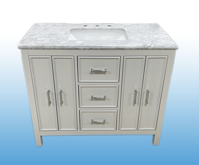 Solid Wood + MDF Floor mounted vanity cabinet bathroom basin vanity 59 Inch With Single Sink 4